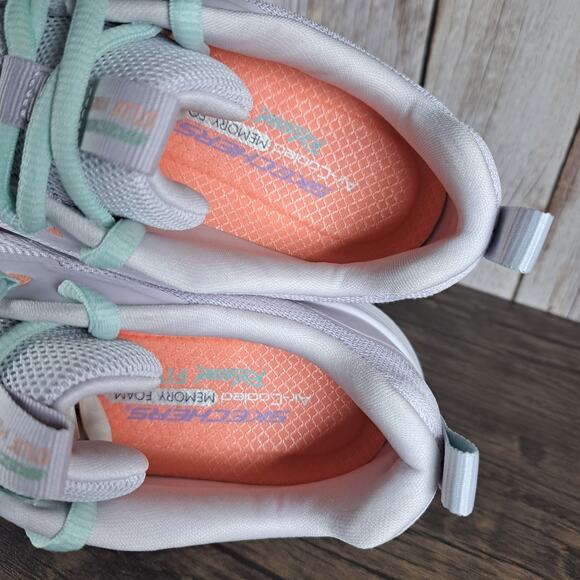 Skechers D' Lux Fitness Fresh Feel Women's Sz 9 Athletic Shoes Lavender Mint - Picture 7 of 9